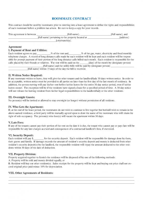 picture1_Lease Agreement Template 201837 | Roommate Contract