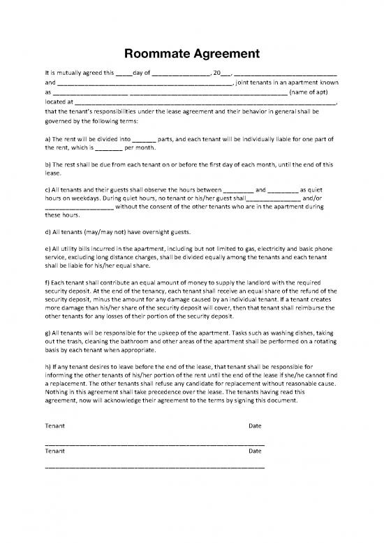 picture1_Lease Agreement Template 202365 | Sample Roommate Agreement