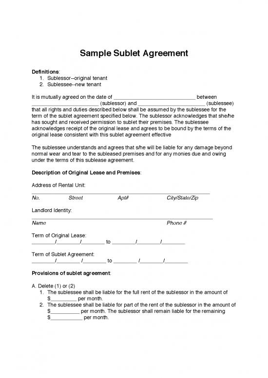 picture_Lease Agreement Template 202159 | Sample Sublet Agreement