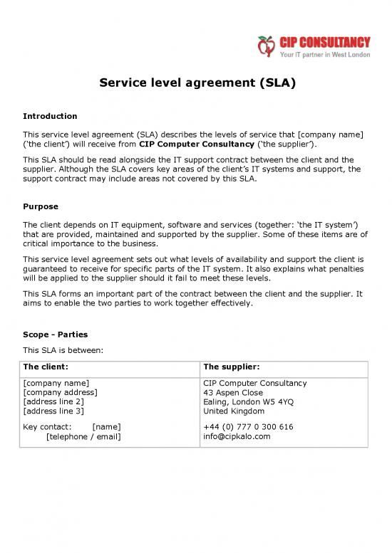 picture_Agreement Contract Sample 202570 | Service Level Agreement Cip Computer Consultancy
