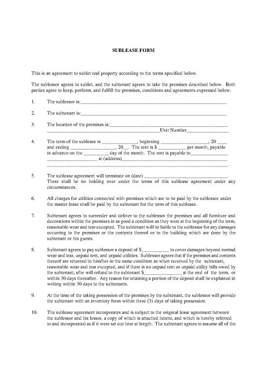picture_Lease Agreement Template 201347 | Sublease Form
