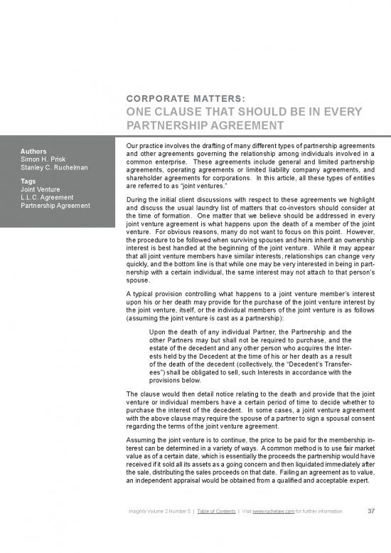 picture_Agreement Sample 202066 | Vol 2 No 05 11 Corpmatters Partnership Death