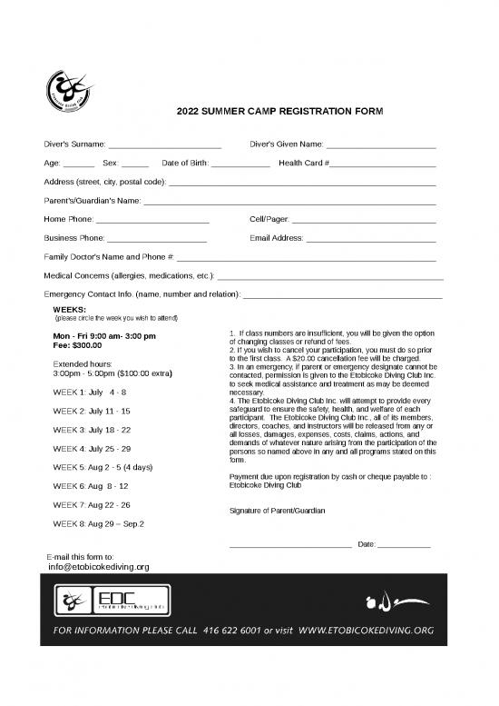 picture Camp Registration Form Id 23789 | 2022summerregform