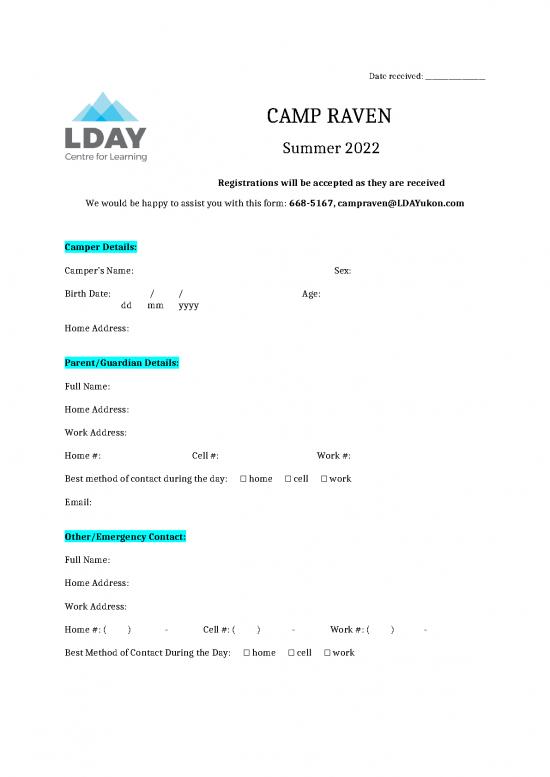picture Best Free Brochure Templates 23715 | Camp Raven 2022 Registration Form