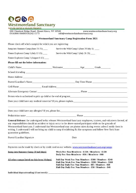 picture Camp Registration Form Id 23825 | Camp Registration 2021 1