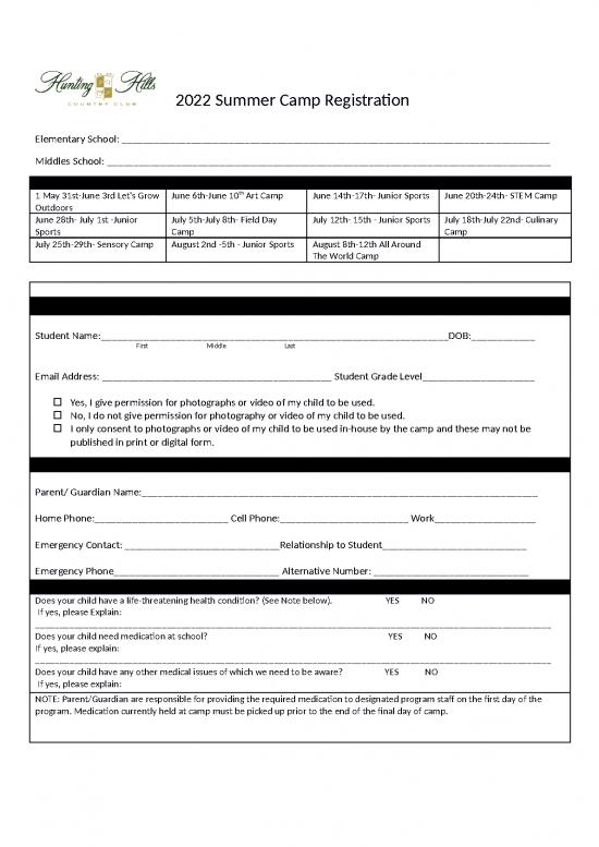 picture_Summer Camp Template Free Download 23710 | Camp Registration Form 2022