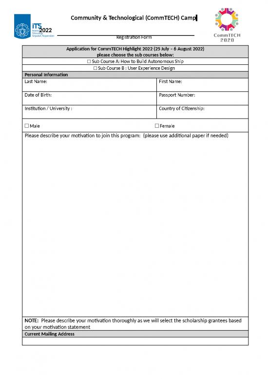 picture Camp Registration Form Id 23809 | Commtech Camp Highlight 2022 Registration Form