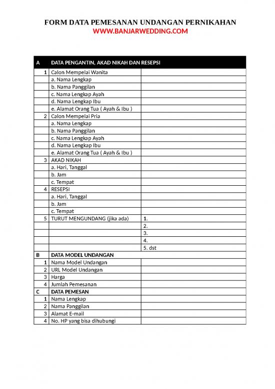 picture File - Undangan Pernikahan Id 22378 | Form Data Undangan Ms Word