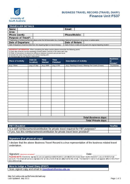 picture Personal Finance Spreadsheet 23733 | Fs37 Business Travel Diary Uploaded 31 10 2013