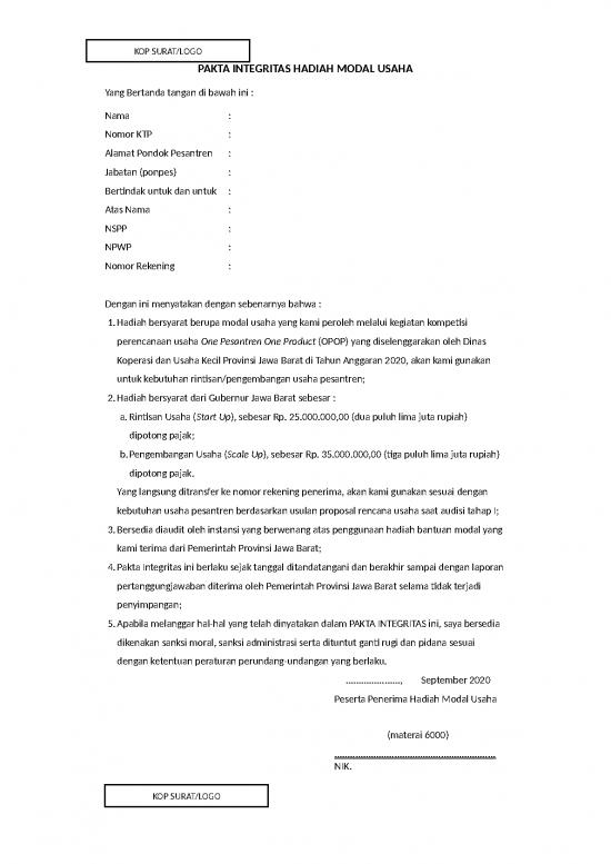 picture_Presentasi Usaha 23007 | Pakta Integritas Hadiah Modal Usaha Audisi I 2