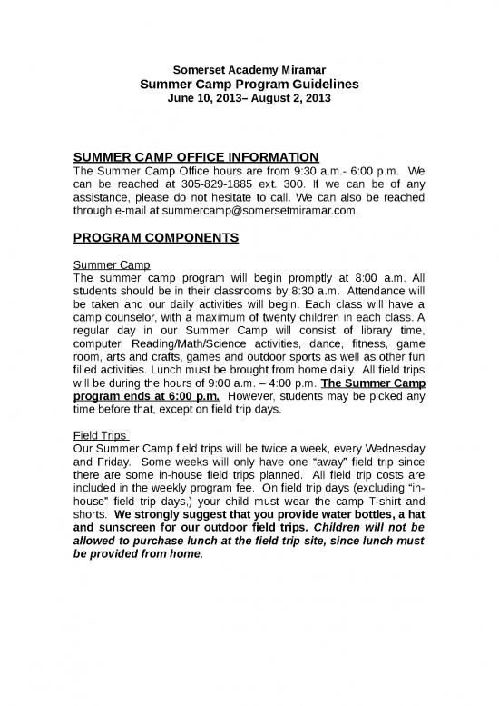 picture_Summer Camp Template Free Download 23818 | Parent Handbook  Sam