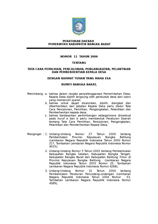 picture Pilkades - Pemilihan Kepala Desa Id 21325 | Perda Kab Bangka Barat 2006 11