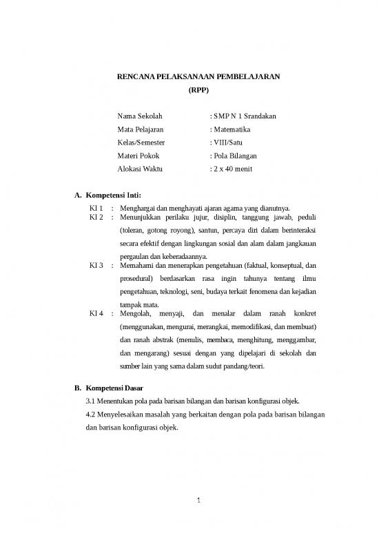 picture Rpp Dan Lks Materi Pola Bilangan Untuk Siswa Kelas Viii