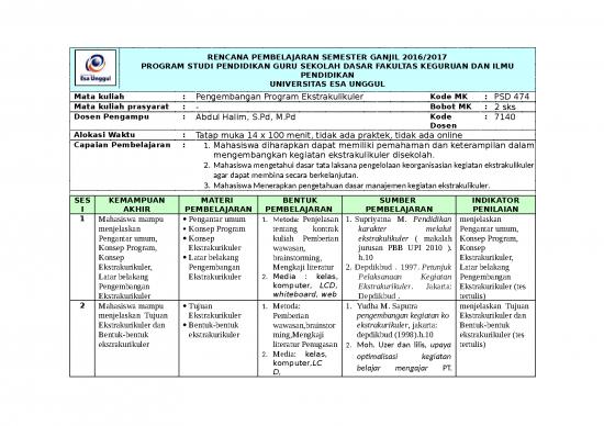 picture Makalah Keterampilan Menjelaskan 21995 | Rps Psd 474 Pengembangan Program Ekstra Kurikuler  Ganjil 2017