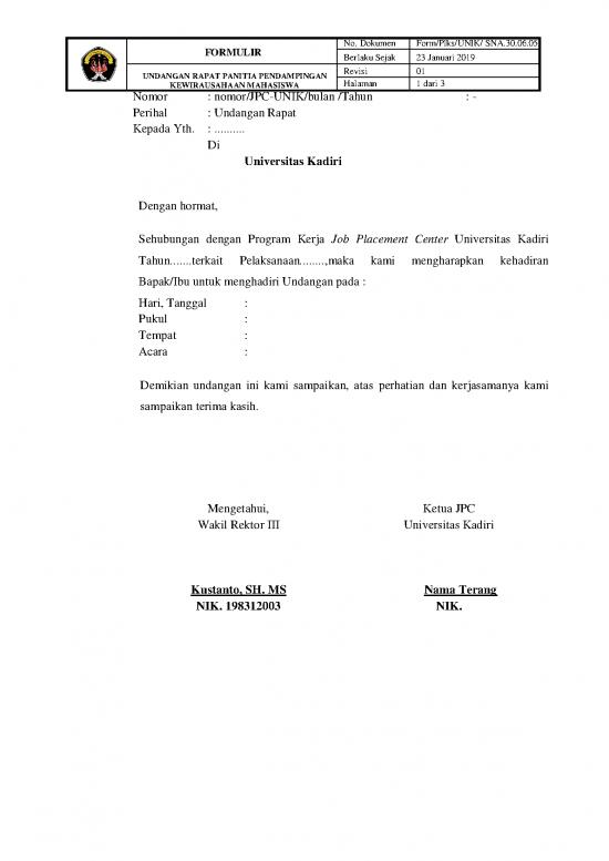 picture File - Undangan Rapat Id 22342 | Sn05 Formulir Surat Undangan Rapat Panitia Pendampingan Kewirausahaan Mahasiswa