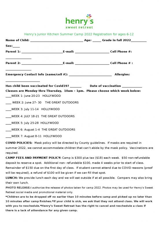 picture Summer Camp Template Free Download 23798 | Summer Camp 2022 Registration Form