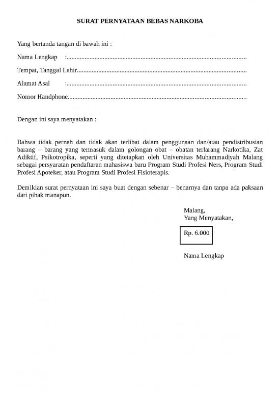 picture File - Golongan Obat Id 22639 | Surat Pernyataan Bebas Narkoba 2020