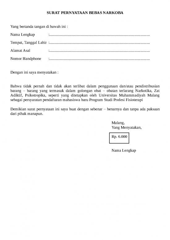 picture File - Golongan Obat Id 22640 | Surat Pernyataan Bebas Narkoba Fisioterapi