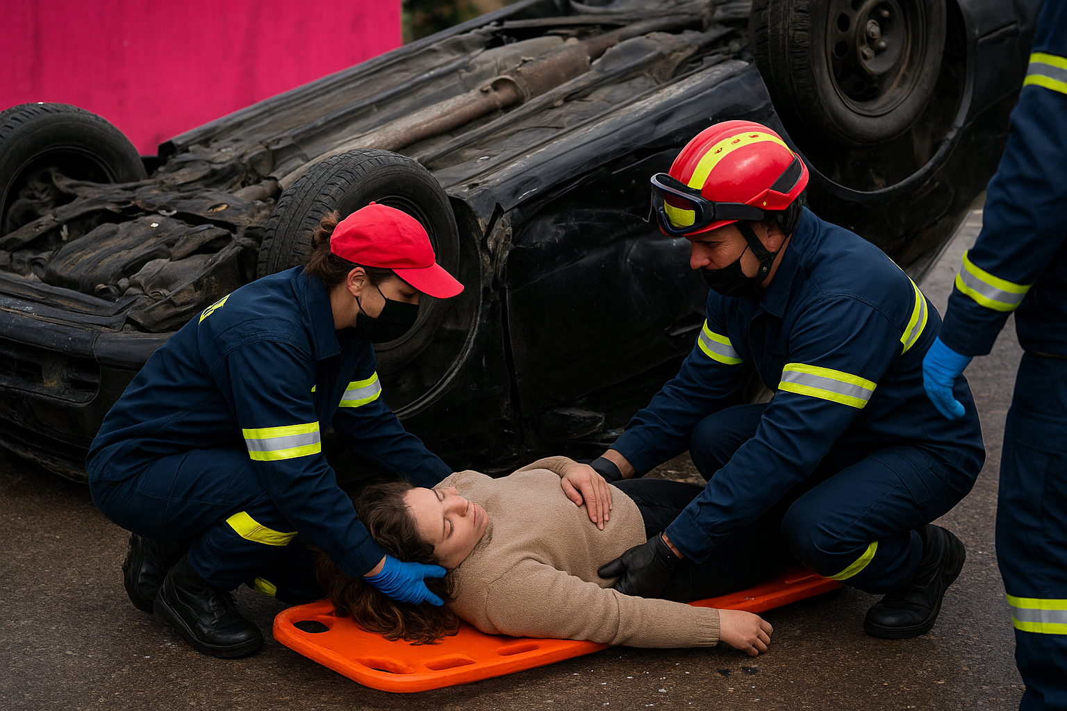 Γυναίκα Διασώζεται από Ανατροπή Αυτοκινήτου στην ΕΟ Πύργου - Κυπαρισσίας