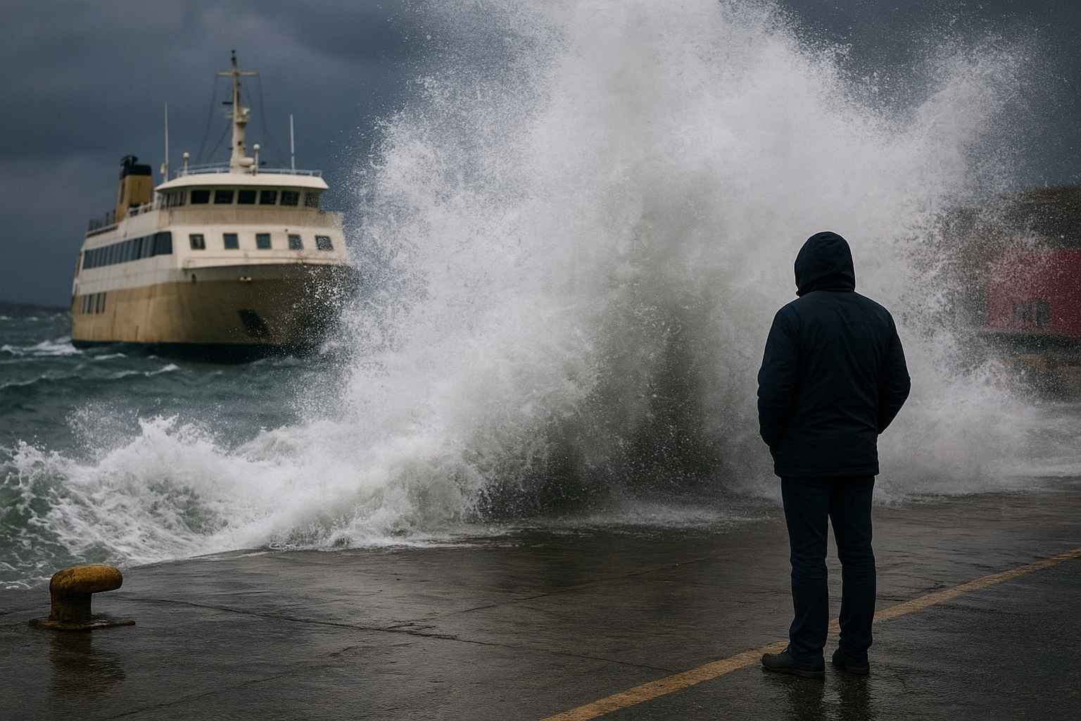 Ισχυρά κύματα πλήττουν το λιμάνι της Τήνου