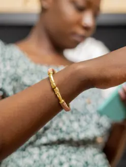 Brass fancy bracelets - Lined fancy brass bracelet with copper detail