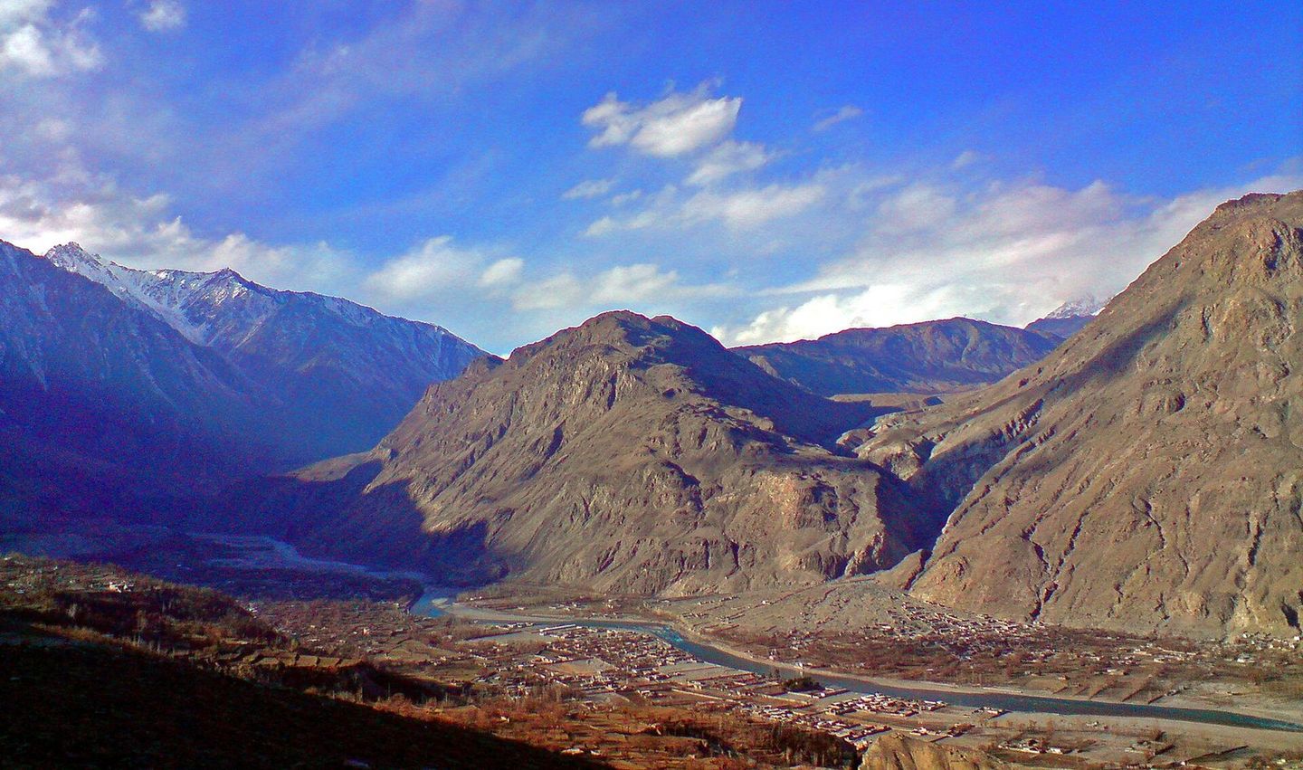 Gilgit spread along its river in a wide valley ringed by mountains