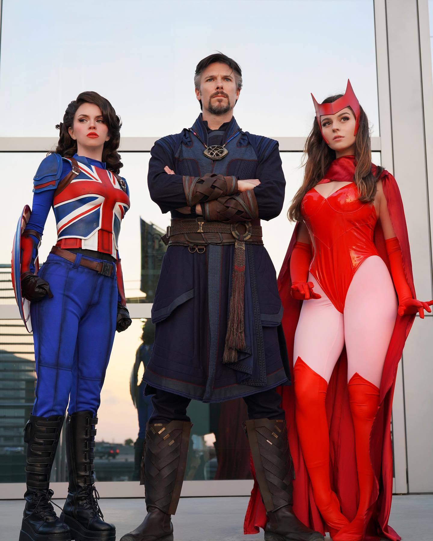 View Doctor Strange, Captain Carter, & Scarlet Witch by Cumbermatch,  ArmoredHeartCosplay, & Taya Miller for free | Simply-Cosplay