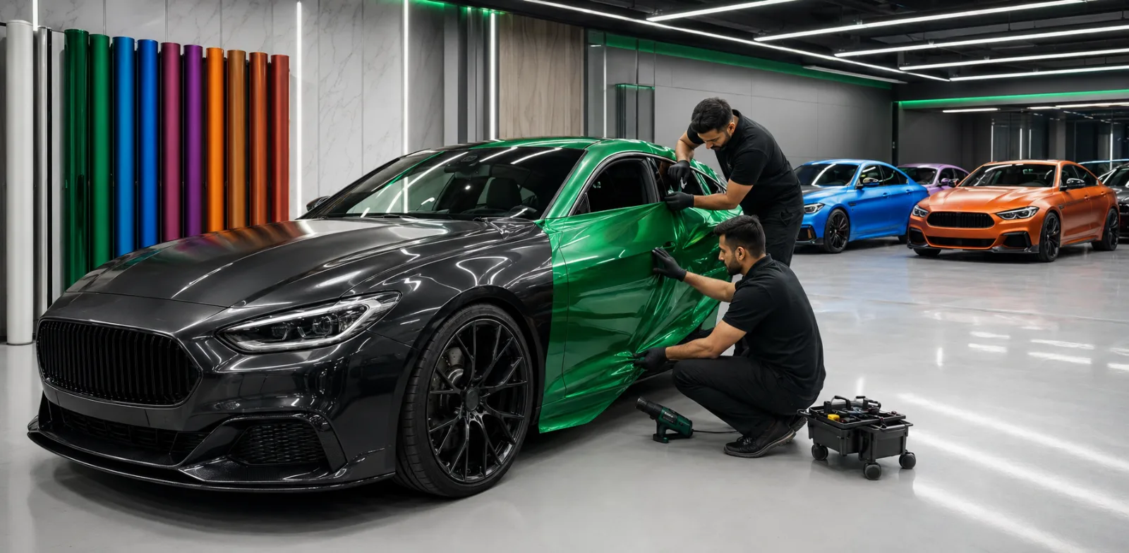 Car Vinyl Wrapping in Different Colours.