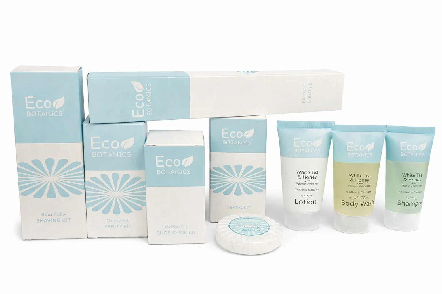 Eco Botanics Hotel Guest Amenities Set – 8 PCS (Bulk 2700 PCS)