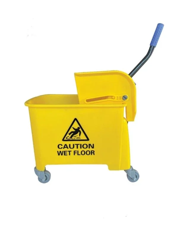 TUSKER Mop Bucket With Wheels And Wringer – Yellow, 20 Ltr