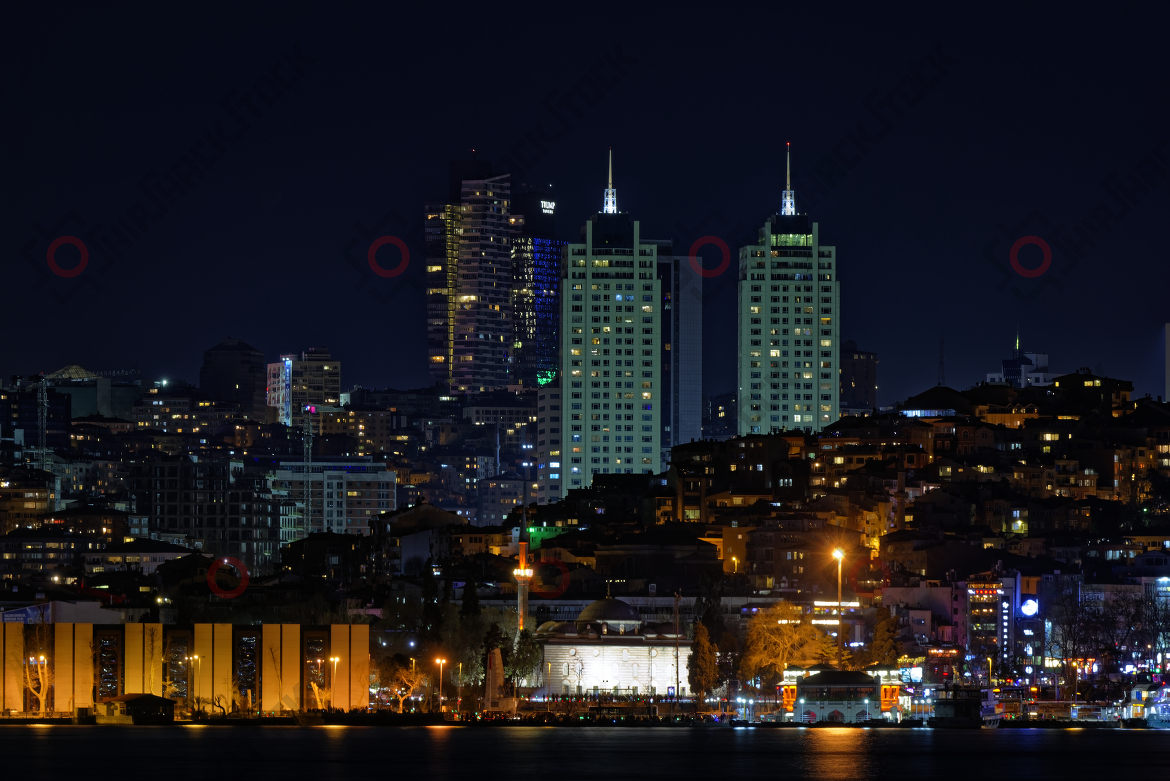 Illuminated buildings in istanbul