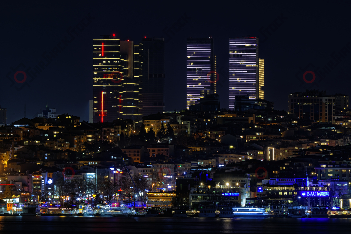 Illuminated buildings in istanbul