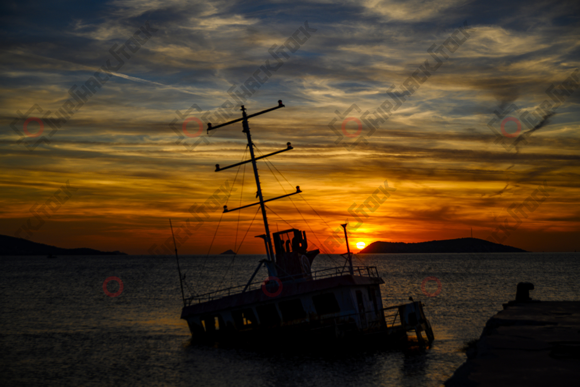 Shipwreck at sunset