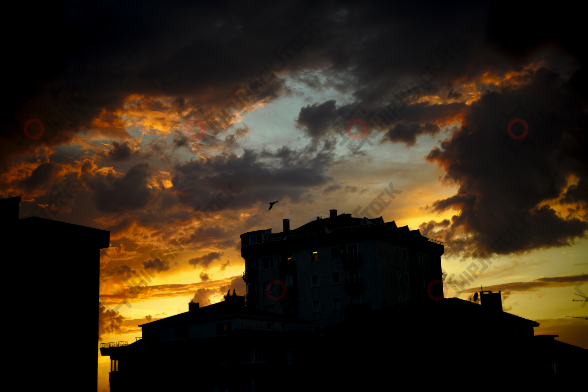 Sunset in Istanbul on an autumn evening