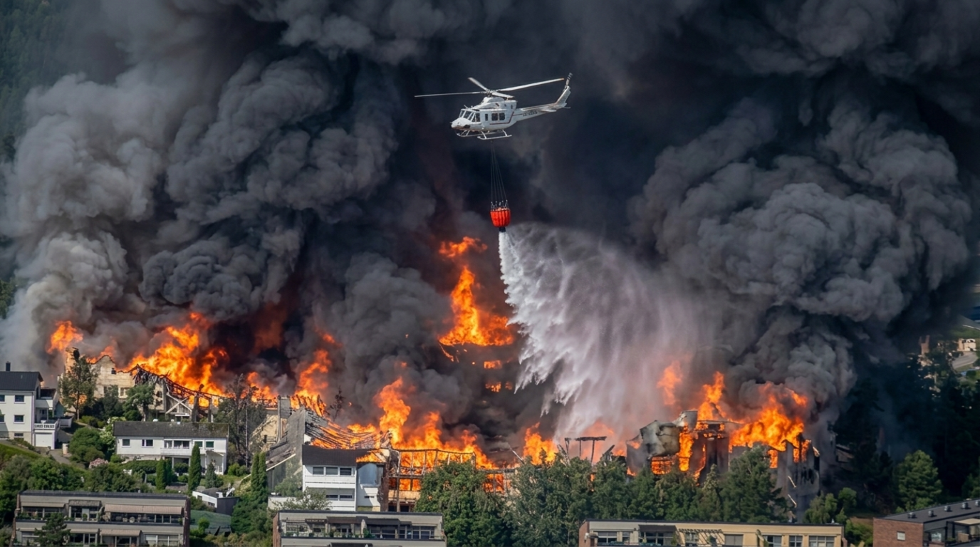 Norway's Largest Residential Fire : Destroys Over 100 Homes, Hundreds Evacuated