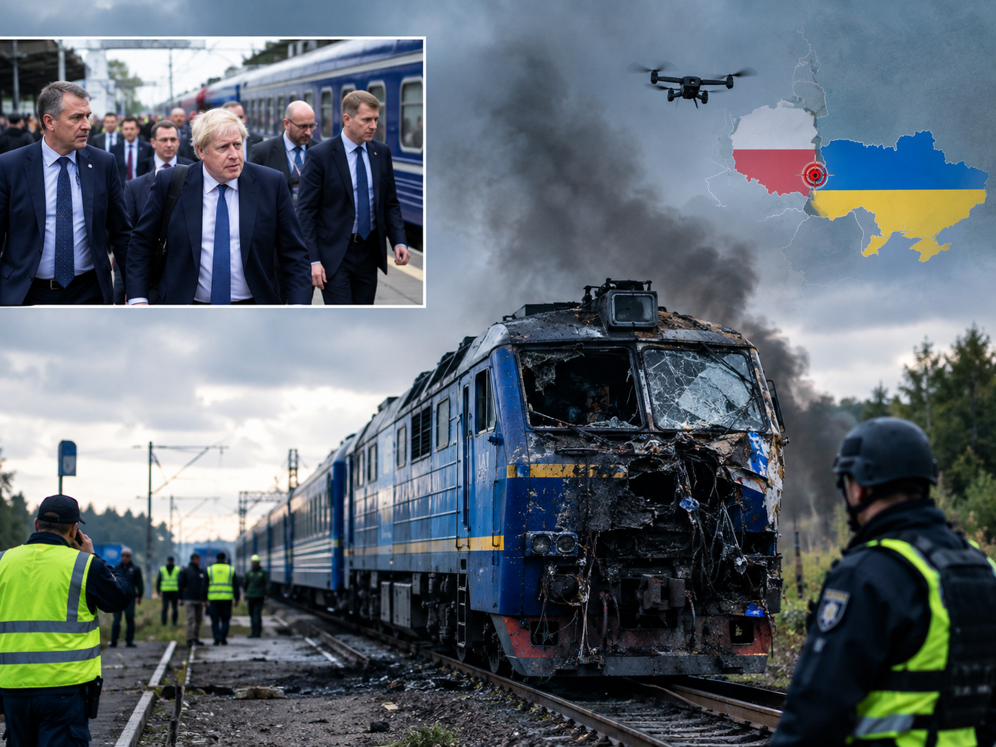 Russian drone hits train near Poland border after European officials pass through