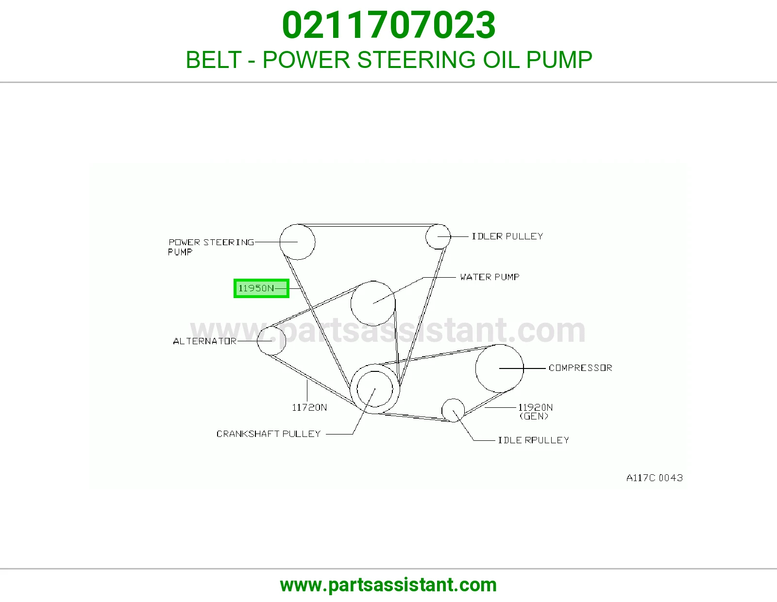 BELT - POWER STEERING OIL PUMP 0211707023