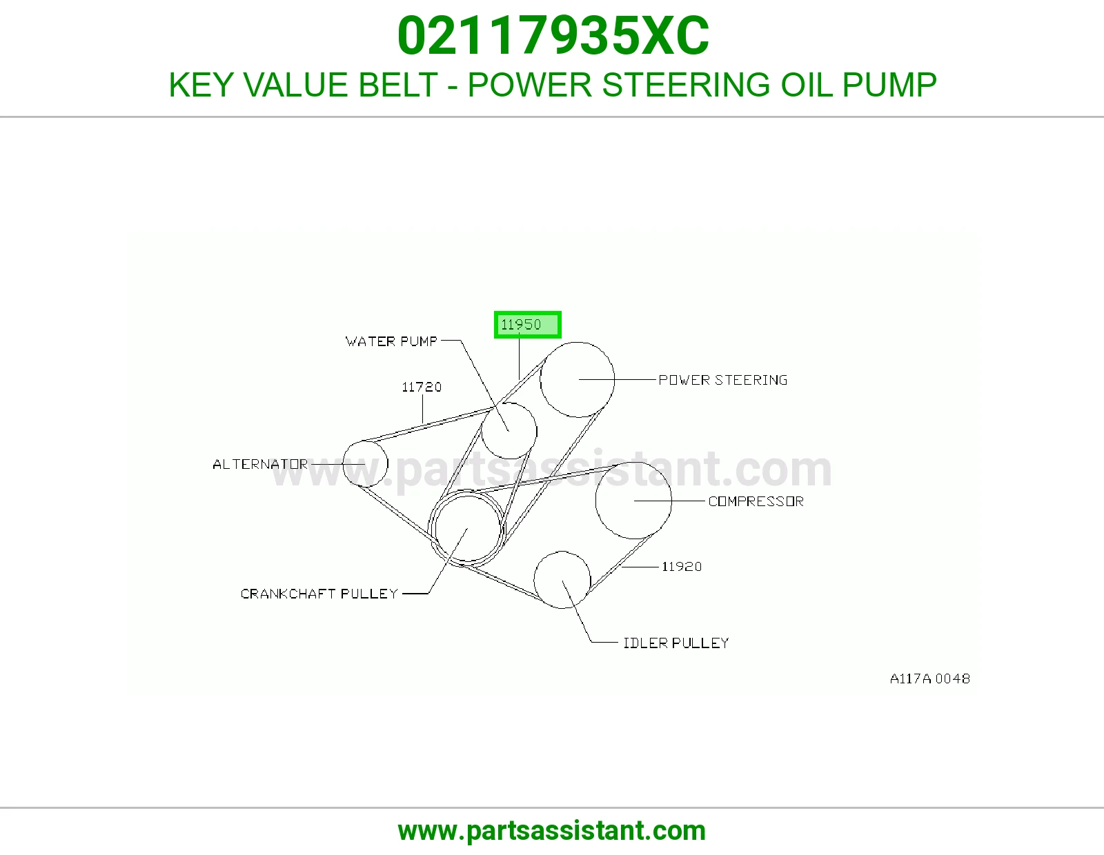 KEY VALUE BELT - POWER STEERING OIL PUMP 02117935XC