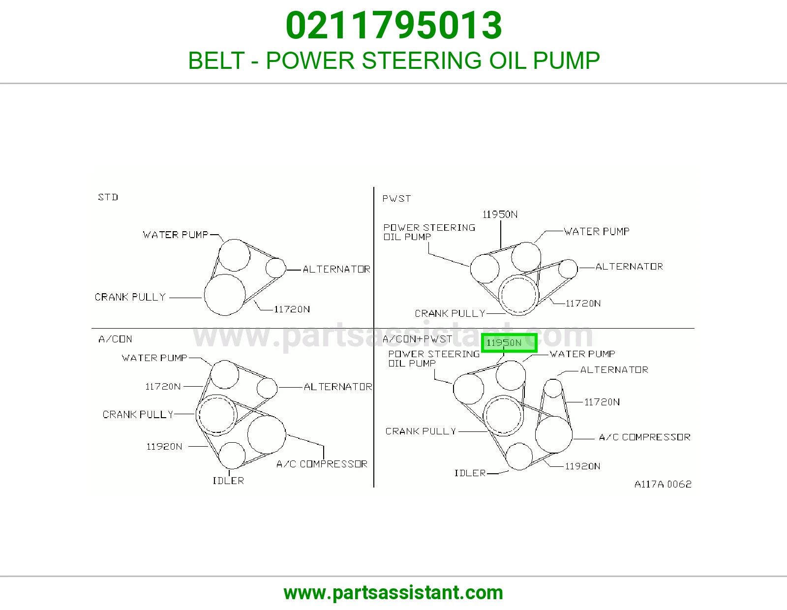 BELT - POWER STEERING OIL PUMP 0211795013