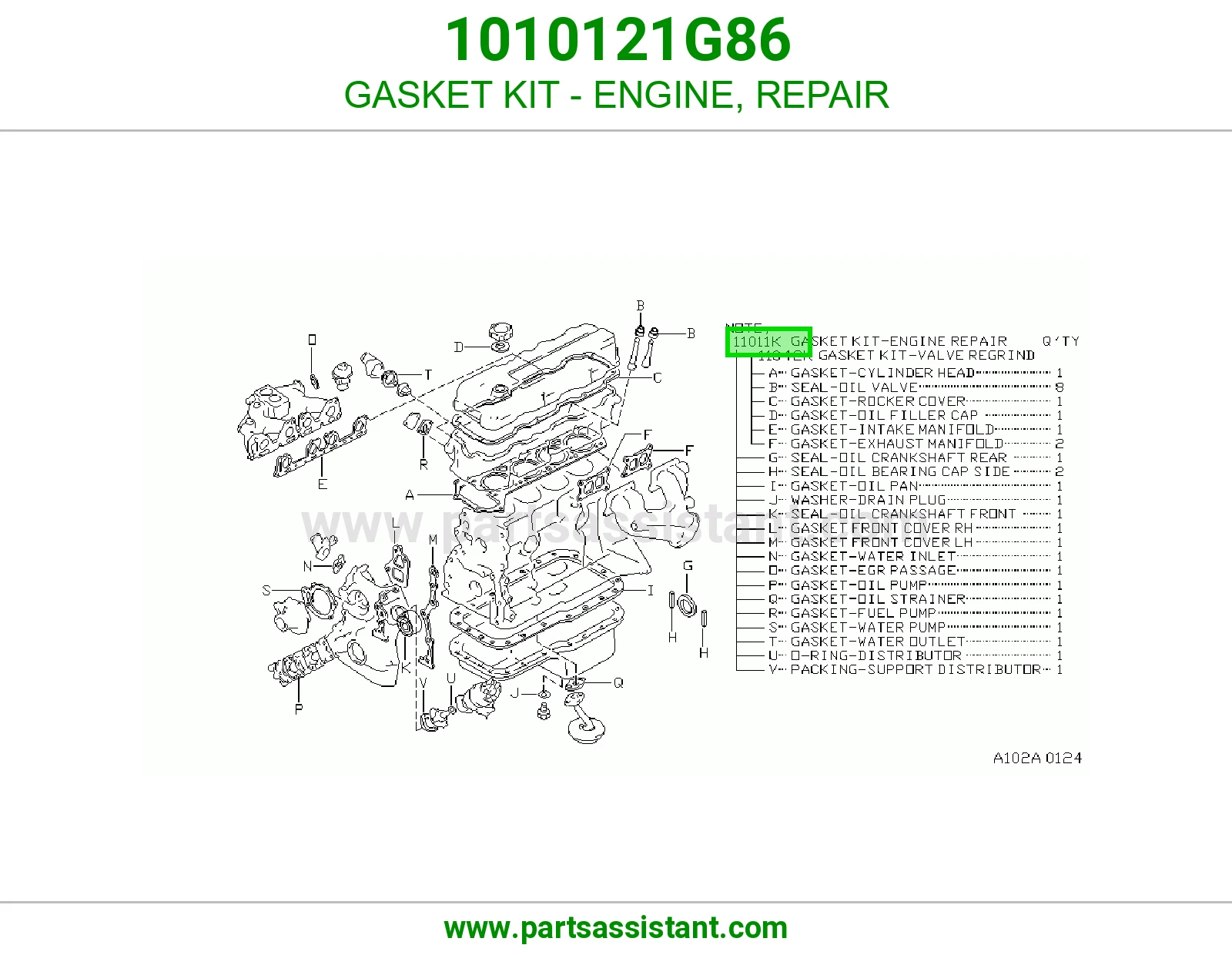 GASKET KIT - ENGINE, REPAIR 1010121G86