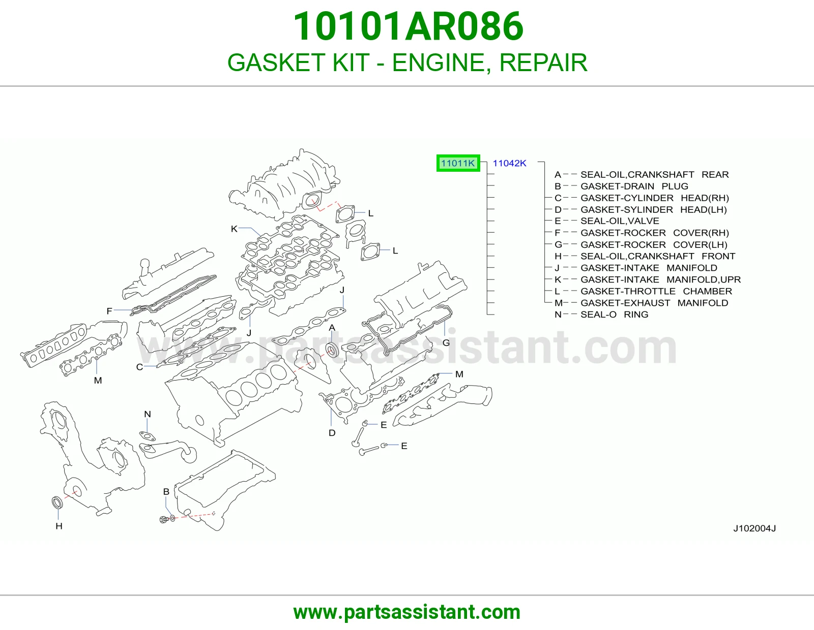طقم وجه مكينه 10101AR086