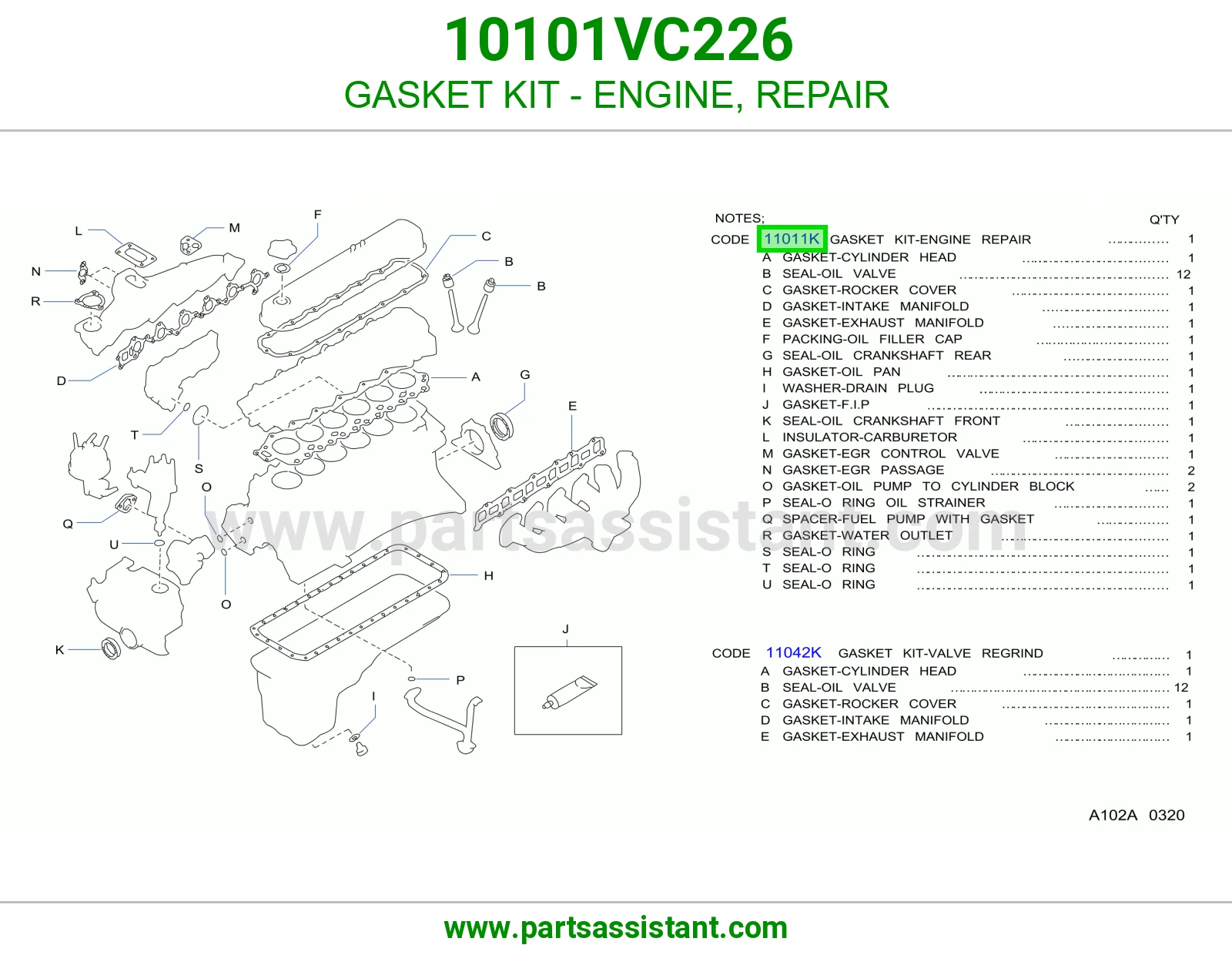طقم وجه مكينه 10101VC226