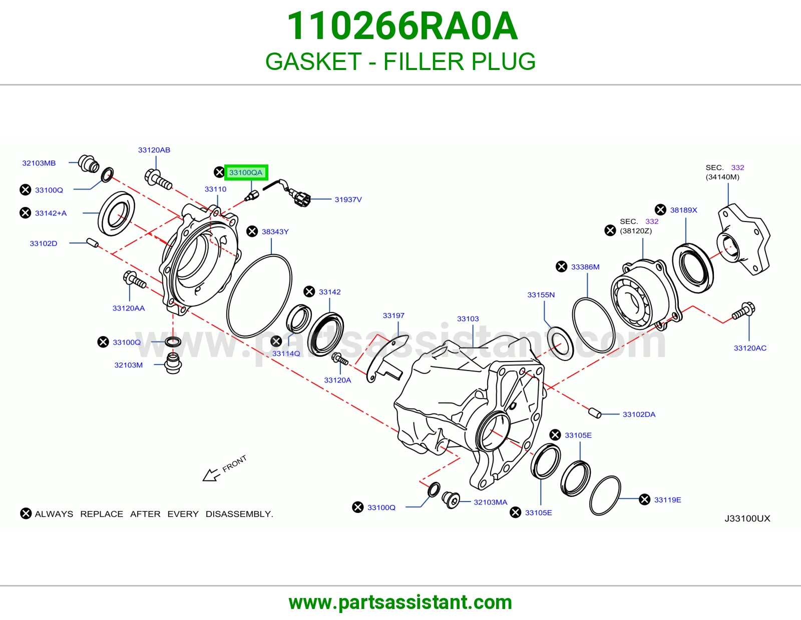 وجه سدادة تعبئة 110266RA0A