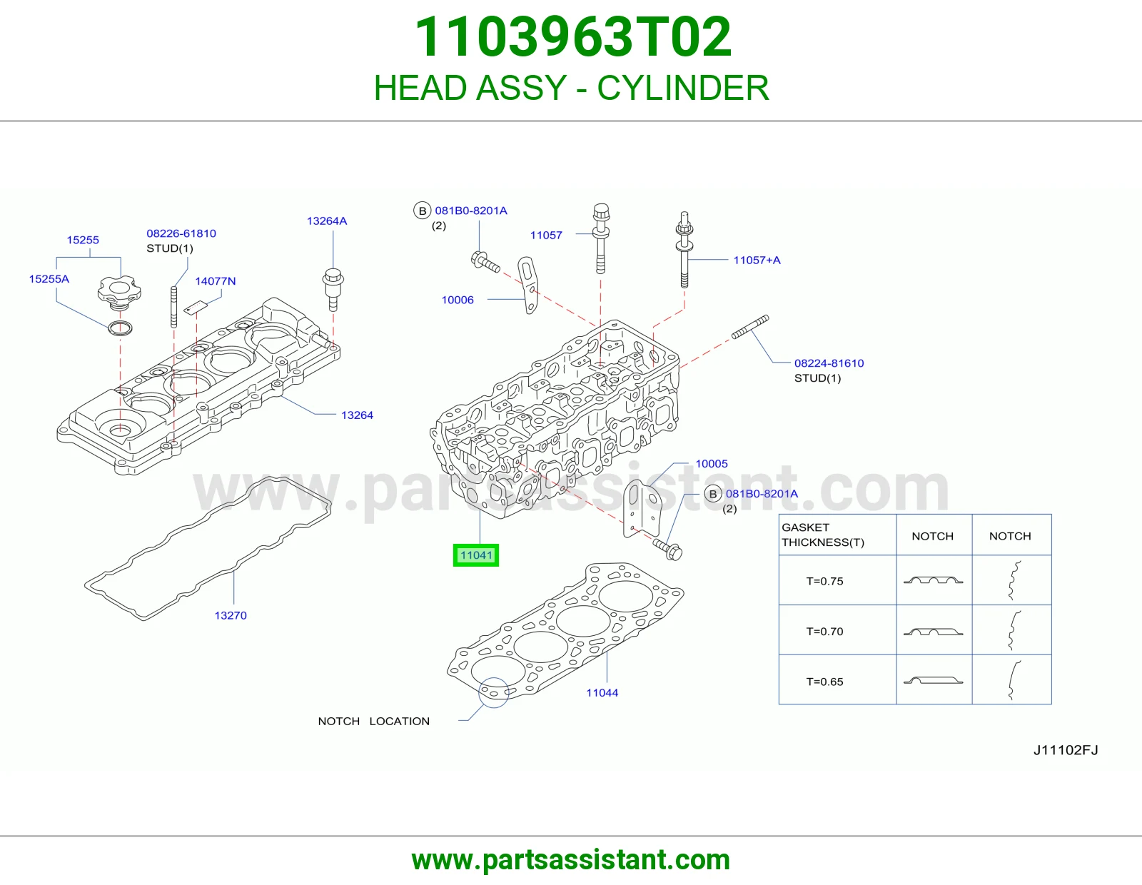 HEAD ASSY - CYLINDER 1103963T02