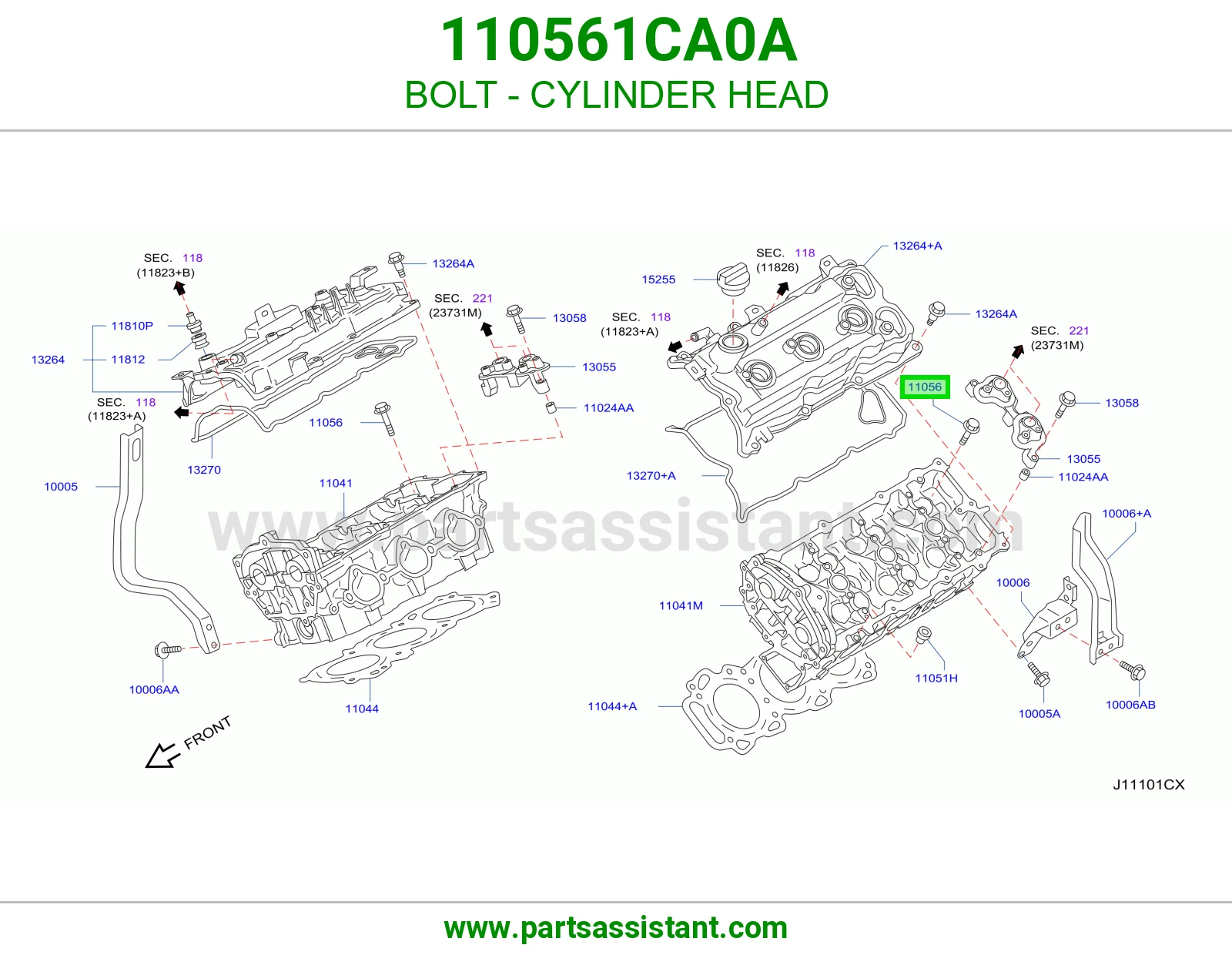 مسمار راس مكينة 110561CA0A