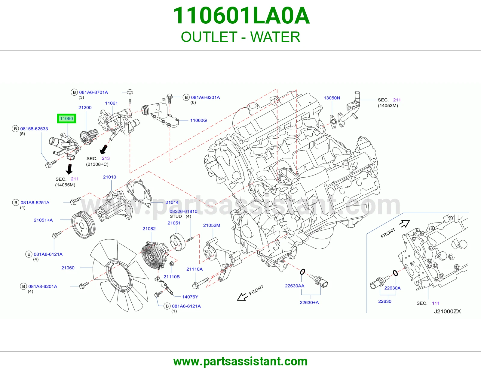 كوع ماء فوق 110601LA0A