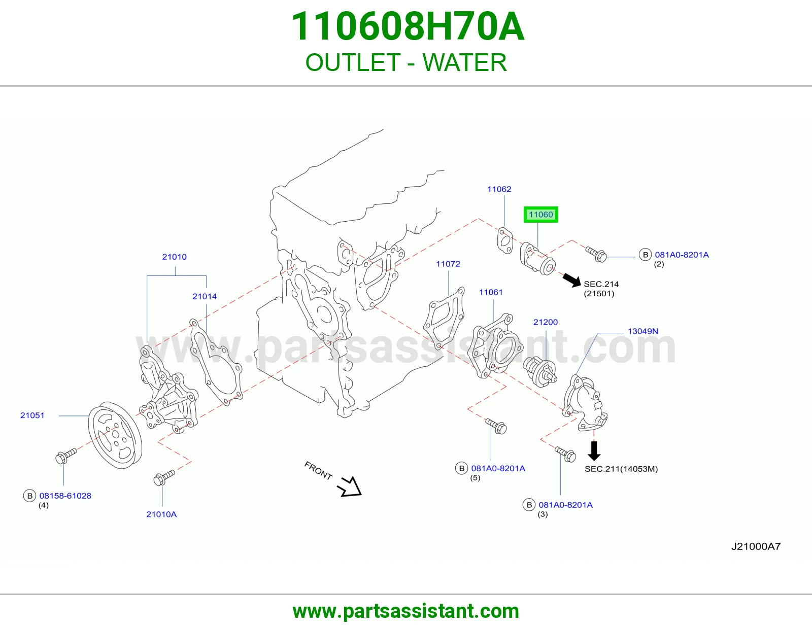 كوع ماء فوق 110608H70A