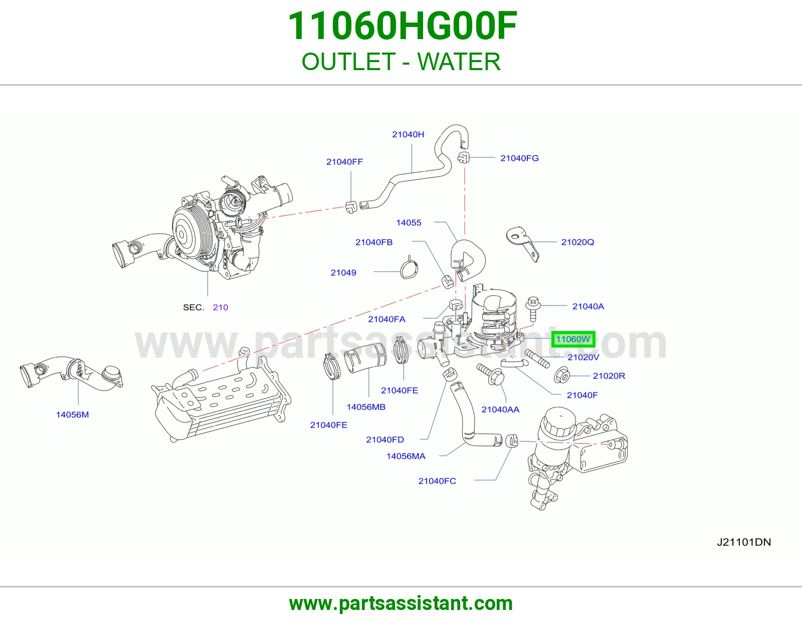 كوع ماء فوق 11060HG00F