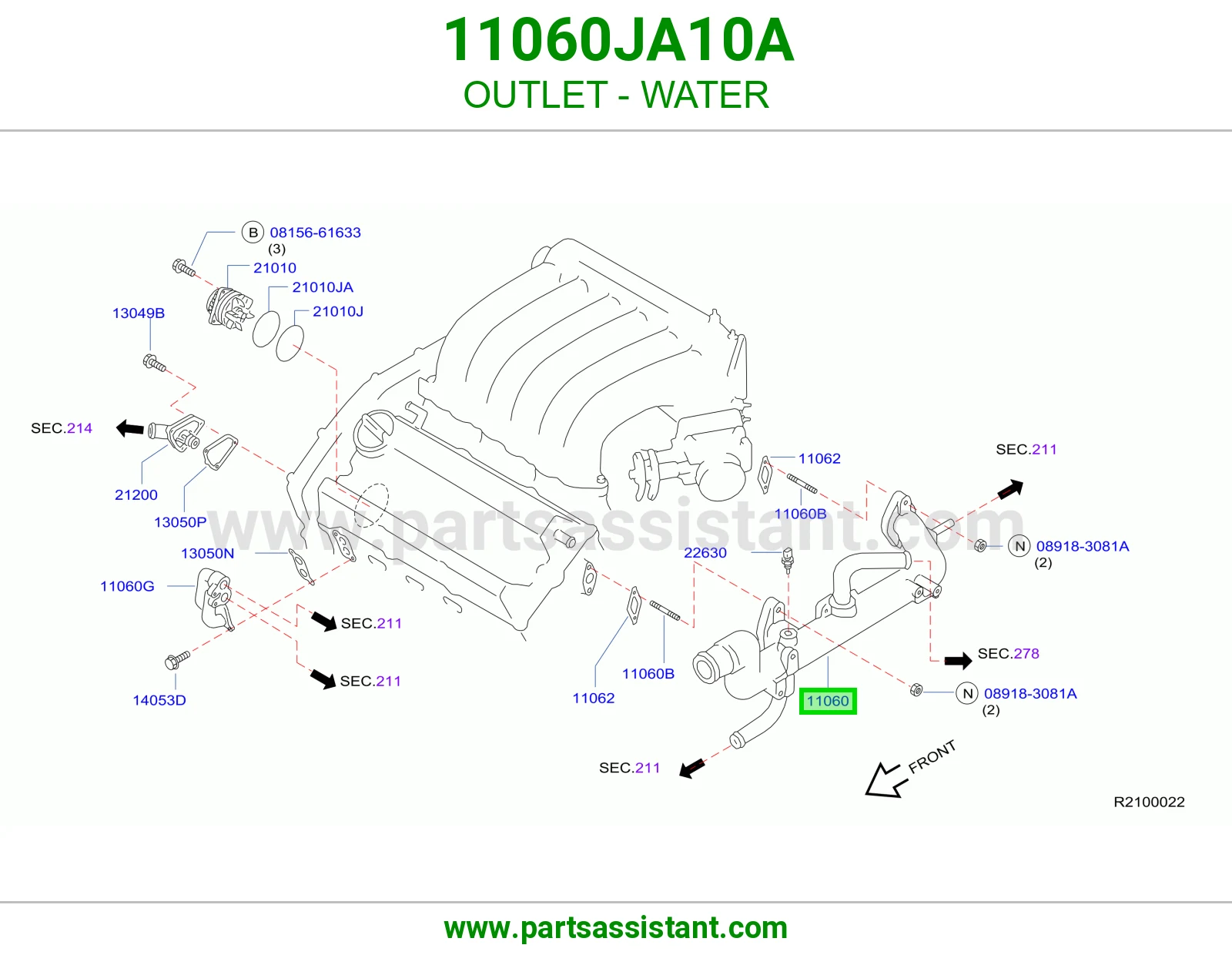 كوع ماء فوق 11060JA10A