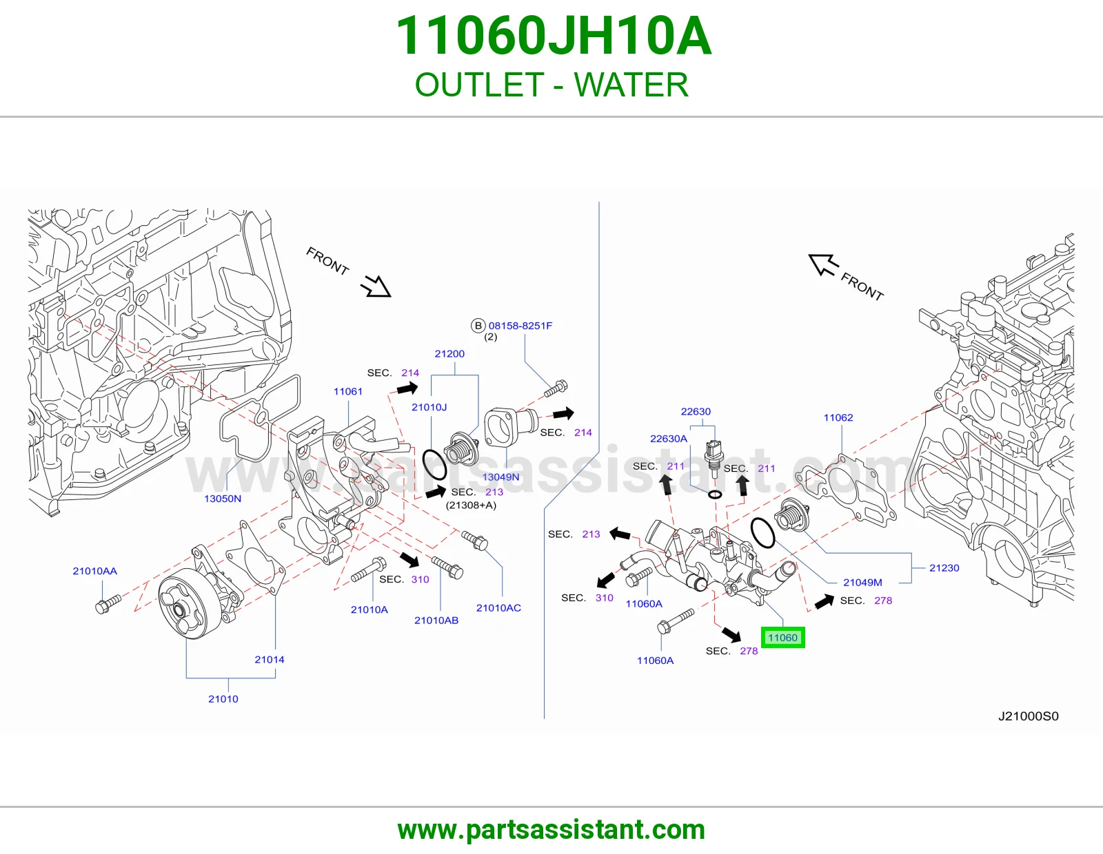 كوع ماء فوق 11060JH10A
